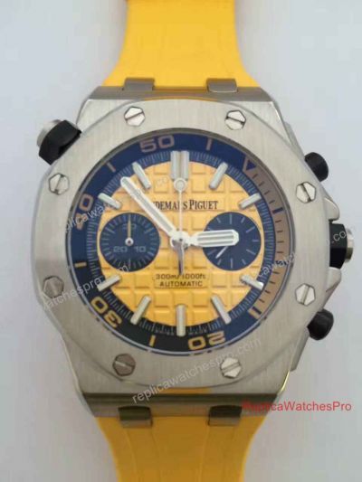 Audemars Piguet Royal Oak Offshore Diver Chrono Watch - Yellow Dial with Rubber Band